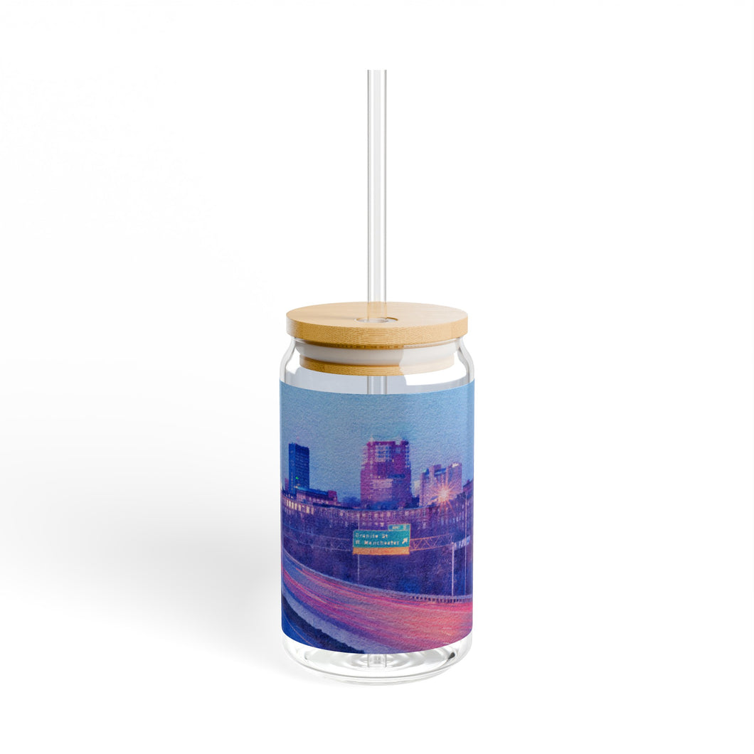 Ink Link Manchester Night Skyline Sipper Glass, 16oz