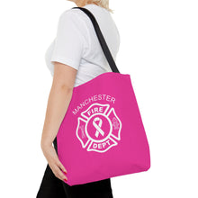 Load image into Gallery viewer, Manchester Fire Dept Breast Cancer Awareness Pink Tote
