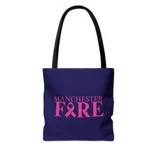 Load image into Gallery viewer, Manchester Fire Dept Breast Cancer Awareness Navy Blue Tote
