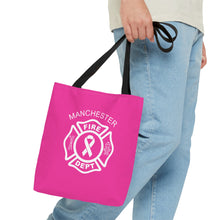 Load image into Gallery viewer, Manchester Fire Dept Breast Cancer Awareness Pink Tote
