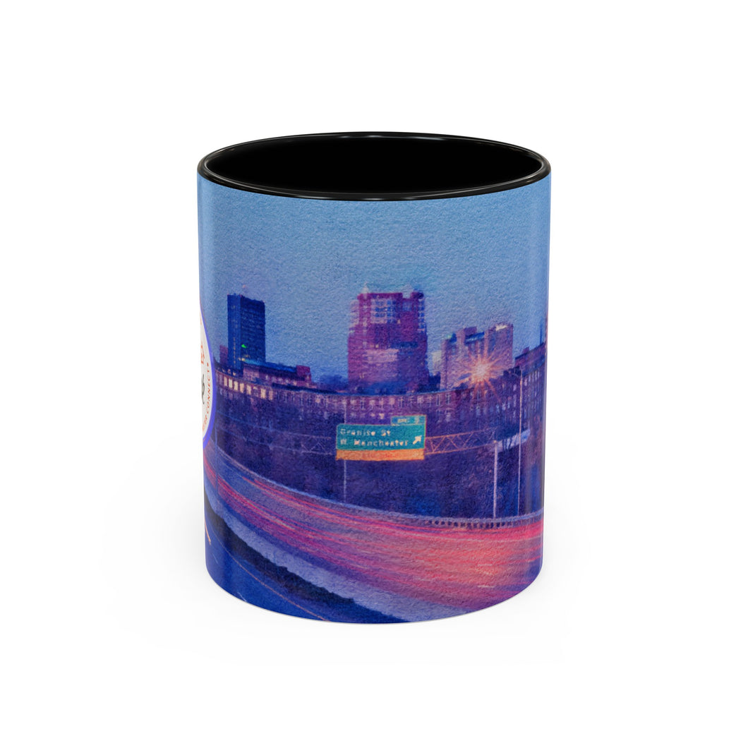 Manchester Night Skyline Ink Link Accent Coffee Mug, 11oz