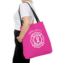 Load image into Gallery viewer, Manchester Fire Dept Breast Cancer Awareness Pink Tote
